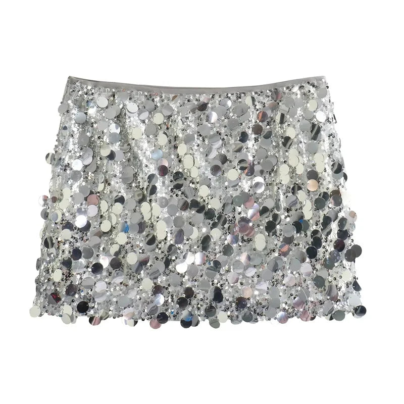 Luxury High Waist Sequin Mini Skirt for Women.