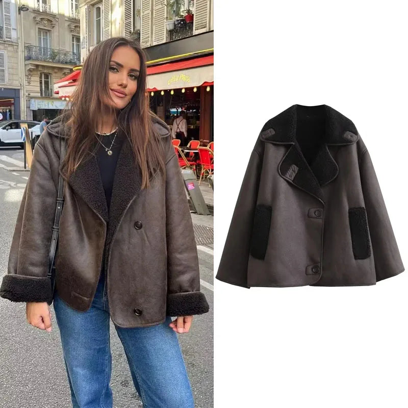 Chic Women's Faux Leather Jacket - Fall Essential.