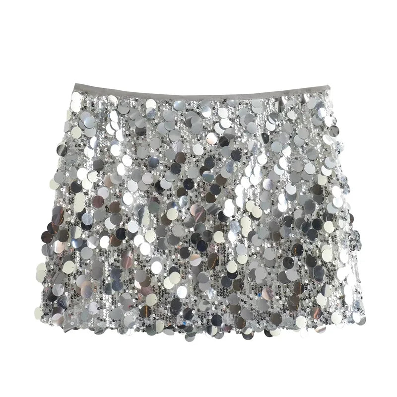 Luxury High Waist Sequin Mini Skirt for Women.