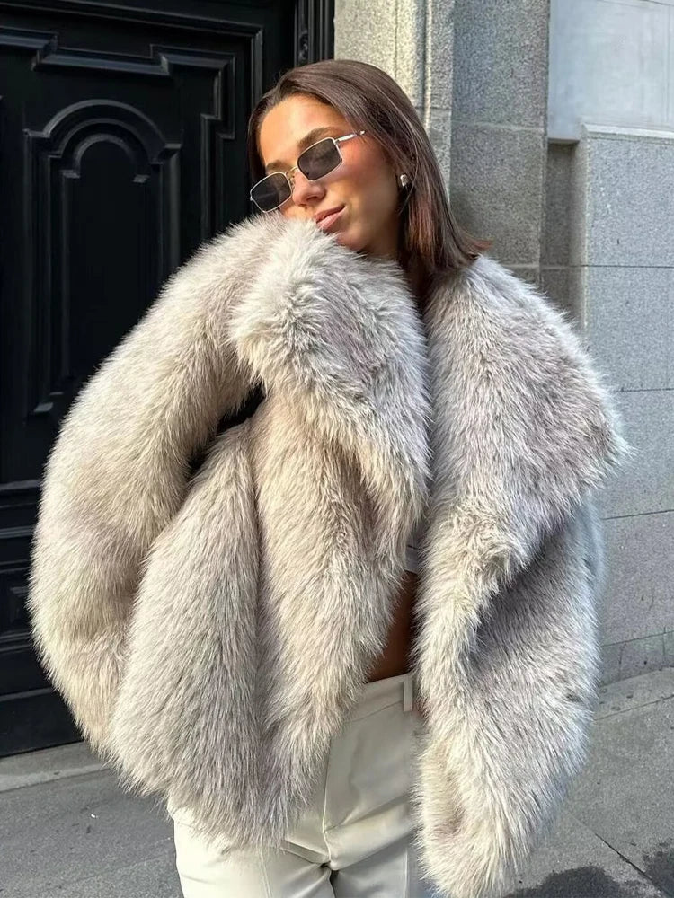 Cozy Faux Fur Jacket for Women - Chic Winter Essential.