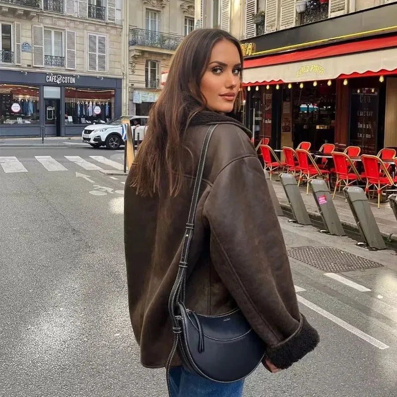 Chic Women's Faux Leather Jacket - Fall Essential.